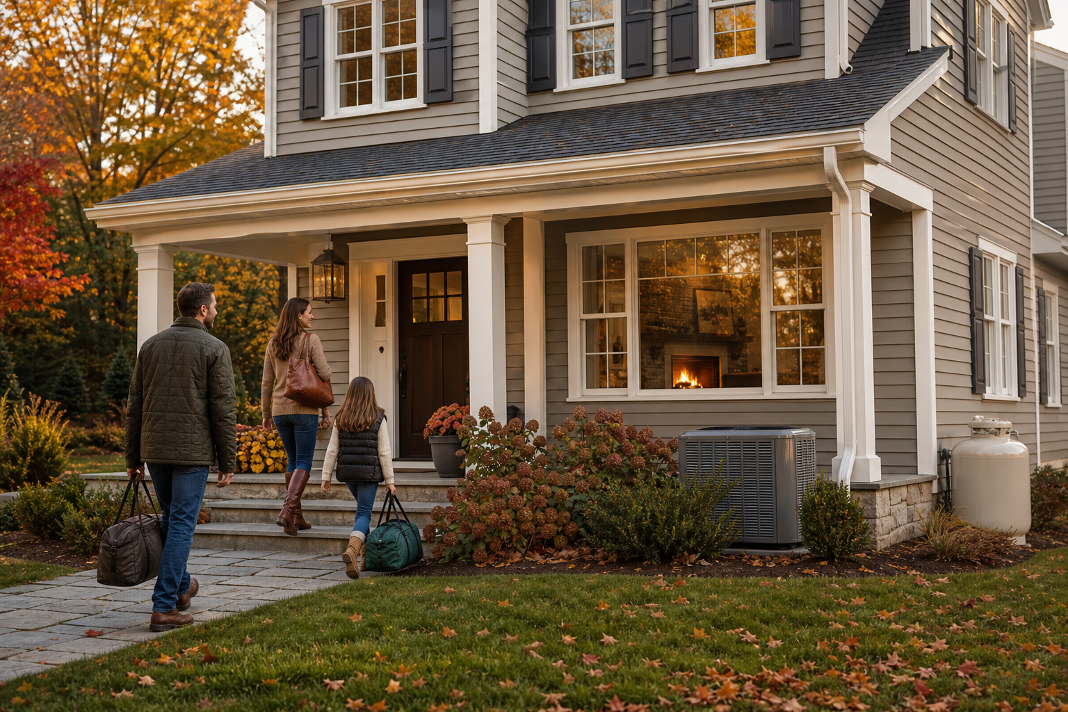 Fall Homecoming in New England Suburb